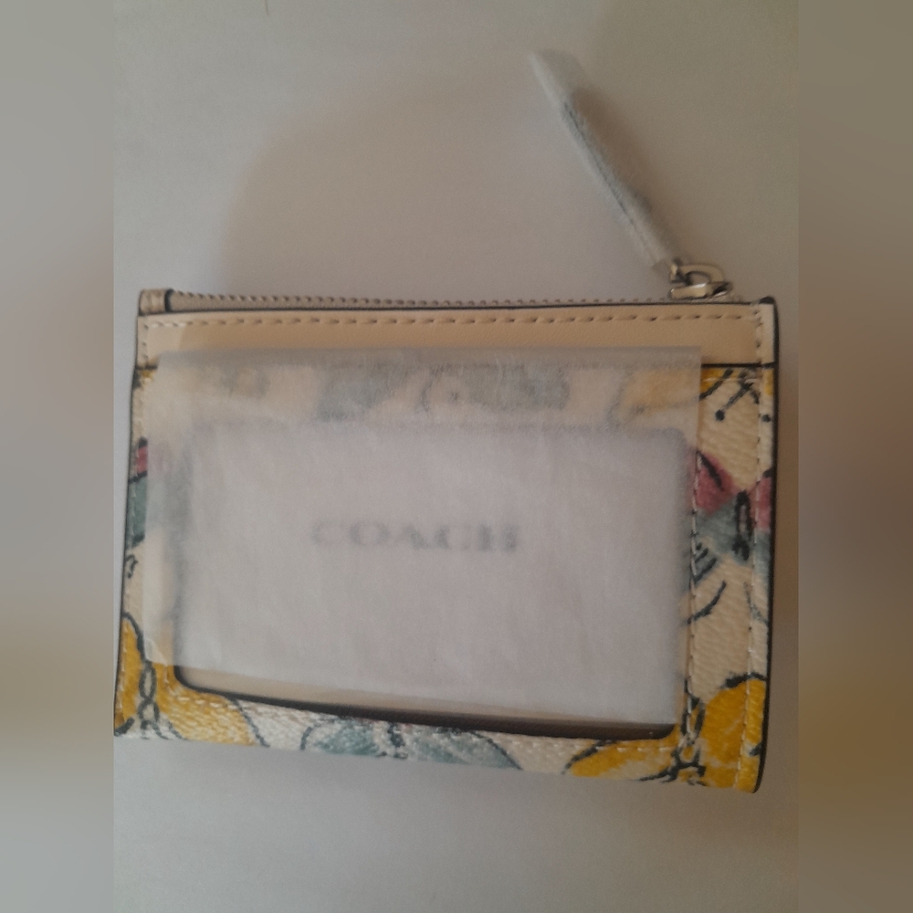 New Coach Skinny ID Card Case With Keyring In Butterfly Print NWT Multi … - Picture 9 of 10